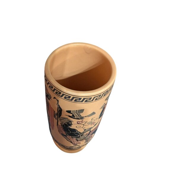 Handmade Greek Ceramic Vase 9" Tall With Ancient Mythology Art Hand-Painted Made - Picture 5 of 6